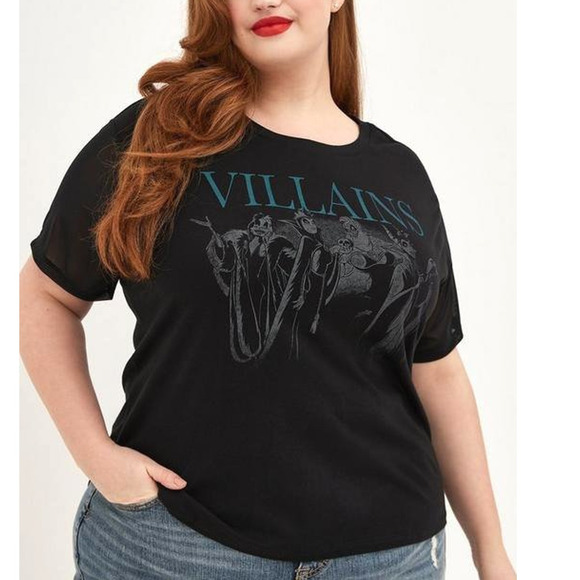 Torrid 6 (6X 30) Disney Villains w/Mesh Sleeves Punk Gothic Maleficent T Shirt - Picture 1 of 2